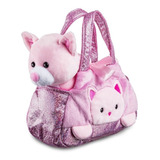 Pelúcia Cutie Handbags Gato Rosa Multikids