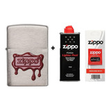 Set Zippo® Encendedor Red Wax Seal +gasolina + Mecha