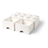 Lego Bloque 2 Cajones Apilable Original Cajonera White 