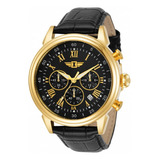 Reloj Invicta Ibi-90242-003, Correa De Piel Negra, 44 Mm, Bisel Dorado