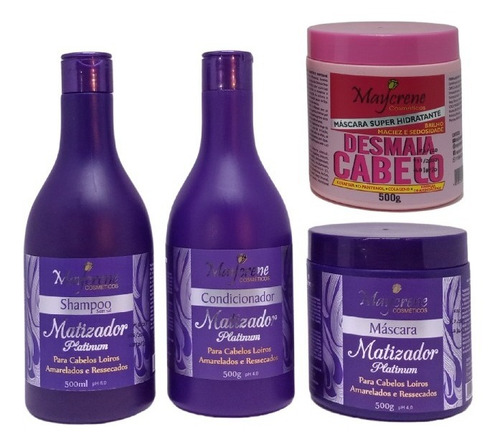 Kit Maycrene 4 Passos - Shampoo, Cond. 2 Mascara - Matizador