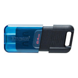 Kingston Datatraveler 80m 64gb 200mb/s Cor De Memória Usb-c Preto/azul Liso