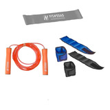 Kit Set Gym Tobillera 1kg + Banda Circular + Soga Silicona