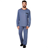 Pijama Masculino Longo Inverno Confortável Malha Leve Luxo