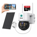 Câmera De Segurança Wifi Placa Solar + 1 Cartão Memória 64gb