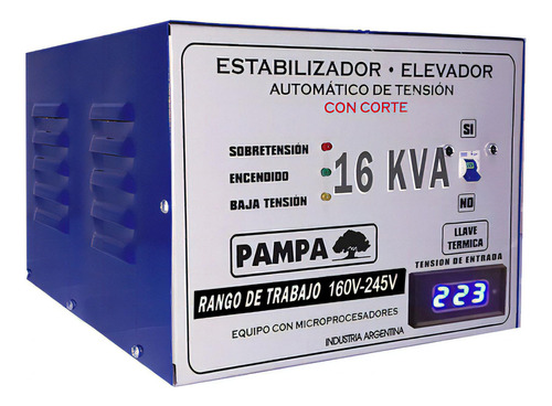 Estabilizador De Tensión Pampa Herramientas 16kva 16000va Entrada De 110v Y Salida De 220v Con Entrada De 110v/265v Ca Y Salida De 220v Ca Blanco