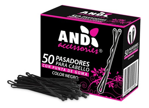 Pasadores Para Cabello Negros Caja Con 50 Pzs Goma En Puntas