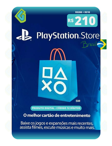 Cartao Playstation Psn Gift Card Br R$ 210 Reais