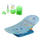 Cadeira Banheira Infantil Banho Menino Azul + Kit Manicure