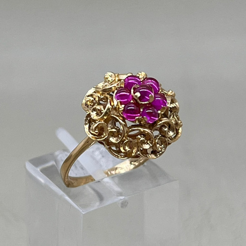 Anillo Antiguo Frutillita Oro 18k Rubíes 6,11g