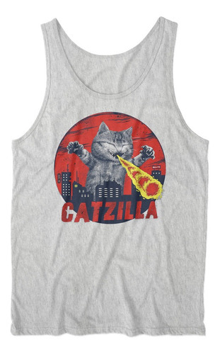 Musculosa Catzilla Japon Diseño Gris