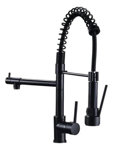 Llave Lavaplatos Monomando Cocina Extensible Triple Negro