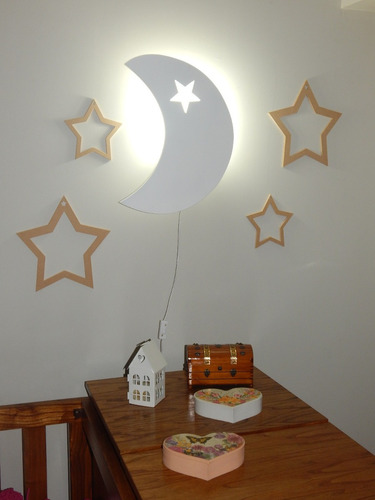Velador Infantil Luna. Lámpara Habitación. Luz De Noche.