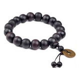 Pulseira Masculina Budista Tibetana De Contas Madeira Peepal