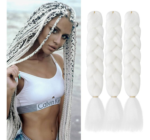 Extensiones Pelo Kanekalon Termico Trenzas Africanas Blanco 