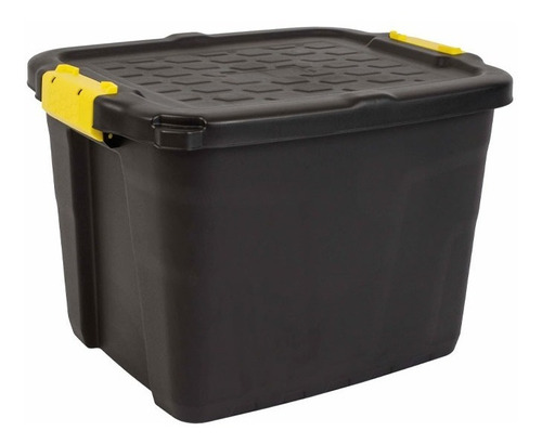 Caja Organizadora Plastica Negra Reforzada 42 L Apto Candado