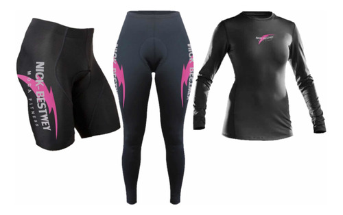 Kit Short Calça Camiseta Ciclismo Roupa Ciclista Feminino