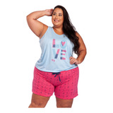 Kit/3 Pijamas Plus Size Baby Doll Feminina Adulto Regata 