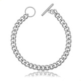 Pulsera Cubana Barbada Acero Inoxidable Plata Hombre