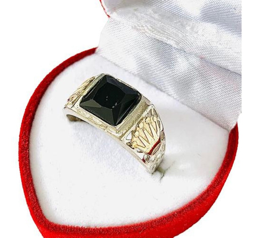 Anillo Para Hombre Con Cubic Y Corona Plata Y Oro Ap 049