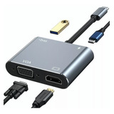 Hub Adaptador Tipo C A Hdmi Vga Usb 3.0 Pd 4 En 1