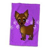 3d Rose Cute Chocolate Brown Longhaired Chihuahua Purple Con