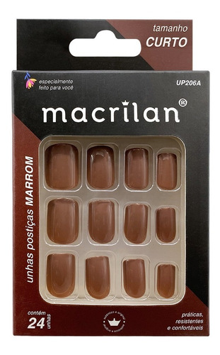 Unhas Postiças Curto Marrom Up206a - Macrilan