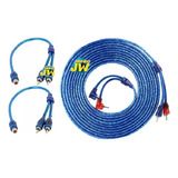 Cable Rca + Derivador Y 2 Macho / 1 Hem + Cable 5 Mt Mallado