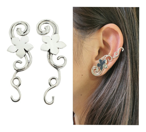 Aretes De Flor Con Chinos Plata Ley .925 Modelo 15