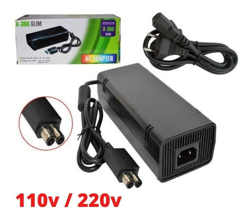 Fonte Xbox 360 Slim 2 Pinos + Cabo De Força Bivolt 110v/220v Voltagem De Entrada 110v/220v (bivolt)