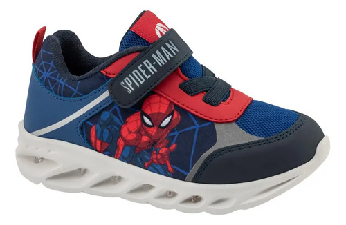 Tenis Urbano Licencia Luces Spiderman Cobalto De Niño 5704