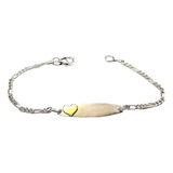 Pulsera Identidad Nene O Nena 17cm + Grabado Plata 925 Y Oro