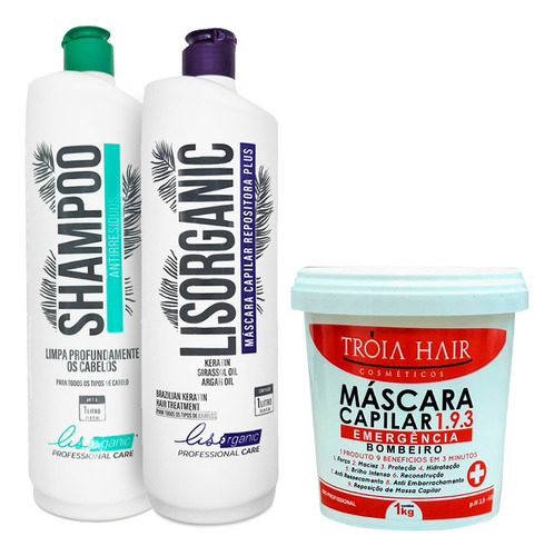 Progressiva Lisorganic Tróia Hair S/ Formol Kit + 1kg 1.9.3