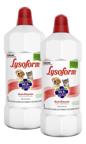 Lysoform Desinfetante Para Pets Elimina Odores Frasco 2x 1 L