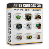 Pack De Artes Para Canecas Estilo 3d Sublimação Com Mockups