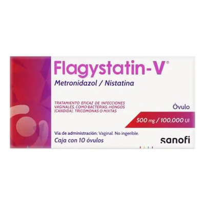 FLAGYSTATIN V Sanofi-aventis de méxico, s.a. de c.v. Flagystatin V 500\u002F100000 Mg\u002FIu Caja C\u002F10 Ovulos | Meses sin interés