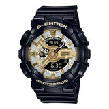 Reloj Casio Black Gma-s110gb-1a Original Para Dama E-watch Color De La Correa Negro Color Del Bisel Negro Color Del Fondo Negro/dorado