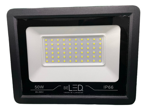 Reflector Led 50 Watts Ultradelgado Exterior Alta Potencia Color De La Carcasa Negro Protección Ip66 Contra Agua