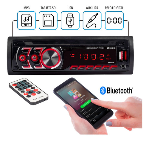 Suono Fjo 2465-66a Estereo Bluetooth Usb Sd Radio Fm Frente Ecualizador Negro