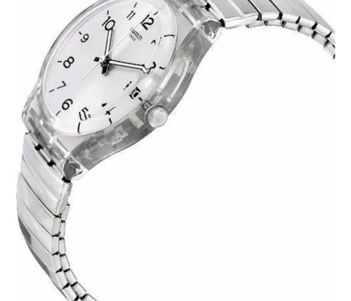 Reloj Swatch Mujer Silverall Gm416b Malla Elastizada Suizo Color De La Malla Plateado Color Del Bisel Translúcido Color Del Fondo Plateado