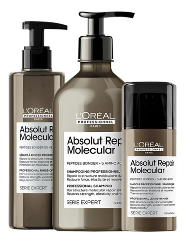 Kit Loreal Abs Repair Molecular Sh500ml+serum250m+leave100m