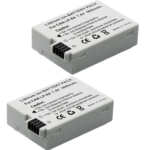 2baterias Lp-e8 1800mah P/ Eos Canon Rebel T2i T3i T5i T4i 