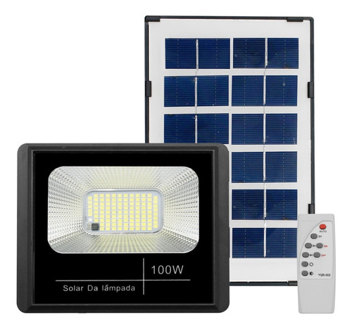 Refletor Solar Led Holofote 100w Placa Bateria Prova Dágua