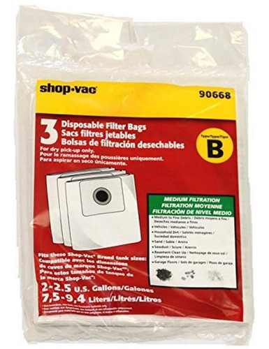 Shop Vac Corporation 9066800 - Bolsas De Papel (tipo B, 3 Un