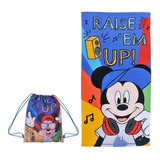 Toalla Playa Piscina Micro Diseño Mickey Mouse + Mochila 