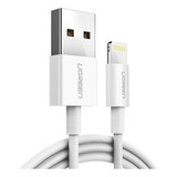 Cable Cargador Ugreen Lightning Para iPhone Mfi Usb A 1m Color Blanco