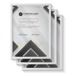 Molduras Certificado Quadros A4 Documento Com Vidro Foto C/3