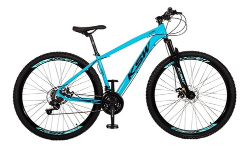 Bicicleta Aro 29 Ksw Alumínio 24 Vel Freio A Disco Mec Mtb Cor Azul Pantone Com Preto Tamanho Do Quadro 15