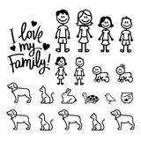 Stickers Para Autos Familia Mascotas Calcos Vinilo 30cm X 3u