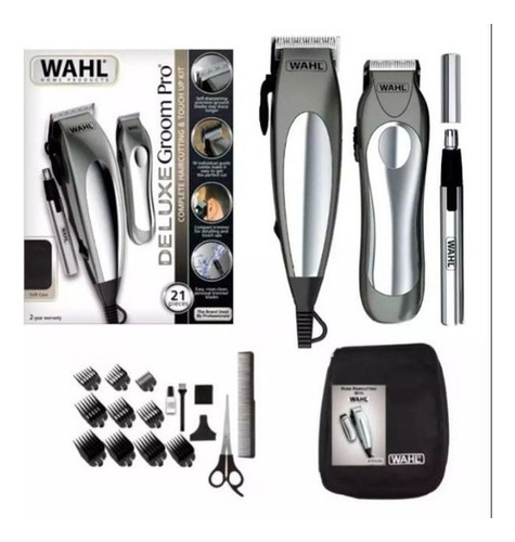 Máquina De Corta Cabelo Barba Wahl Aparador Kit Deluxe Groom